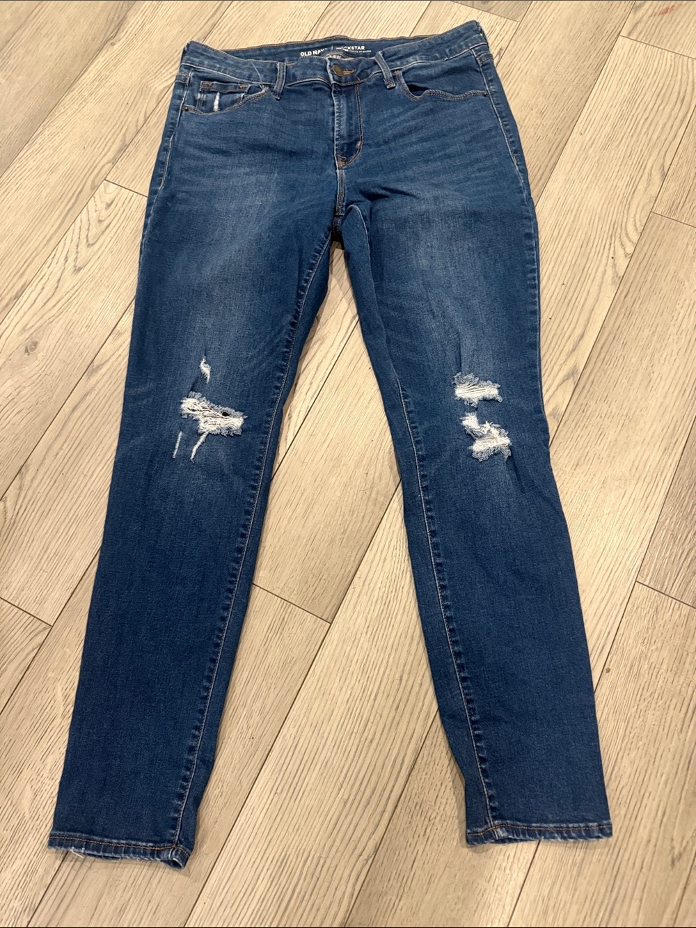 Old Navy Dark Blue Skinny Distressed Jeans